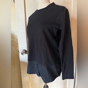 Athleta Gallery 2.0 high low Crewneck Sweater button down Shirt office casual